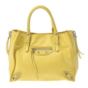 BALENCIAGA The Paper Bag Yellow Calfskin Handbag